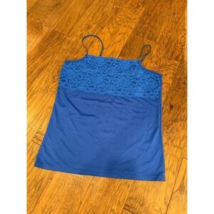 Boutique Essentials Royal Blue Lace Trim Camisole Tank Top Womens Medium